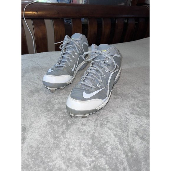 NIKE Swingman MVP 2 Mid Metal Baseball Cleats Gray/White 616258-011 Size 12 - Picture 2 of 12